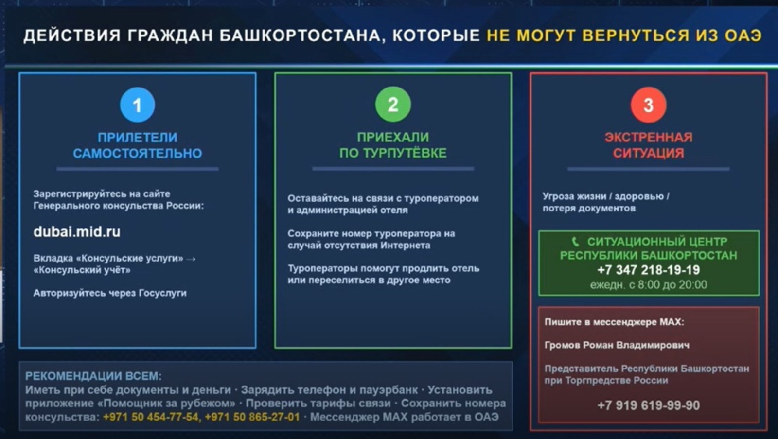 Глава Башкирии поручил помочь туристам на Ближнем Востоке